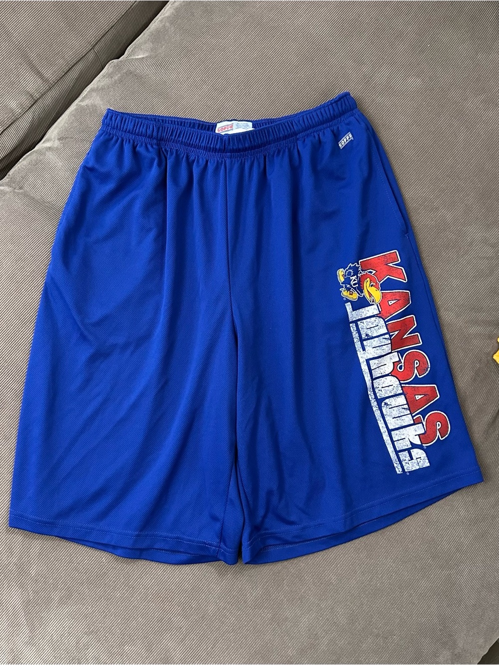 Kansas Jayhawks Gym Shorts Size Large Soffe Basketball Rock Chalk Distressed